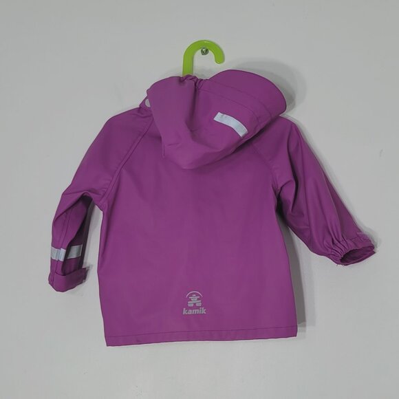 Kamik Kid's Purple Pockets Lightweight & Water-Resistant Hooded Rain Coat Size 2 - Picture 2 of 13